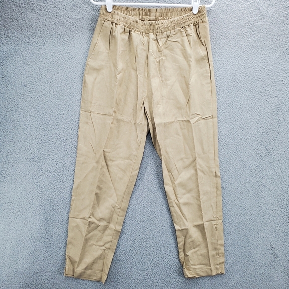 Jessica London Lightweight Linen Blend Straight Leg Pants Tan Plus Size 12W - Picture 1 of 11